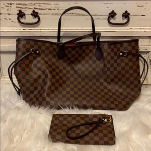 Brown checkered tote bag
